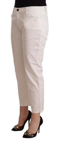 Thumbnail for Chic White Mid Waist Skinny Cropped Jeans