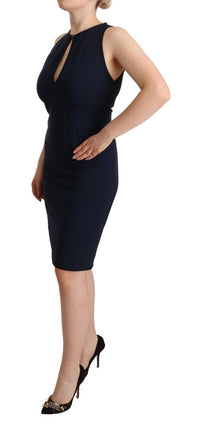 Thumbnail for Sleeveless Navy Knee-Length Sheath Dress