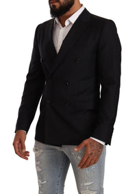 Thumbnail for Elegant Black Dotted Formal Blazer