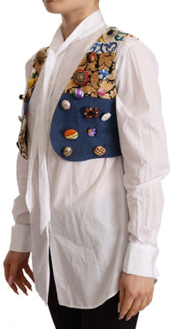 Thumbnail for Multicolor Cropped Vest Top with Button Accents