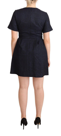Thumbnail for Black Embellished Short Sleeves Mini A-line Dress