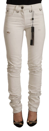 Thumbnail for Chic White Mid-Waist Slim Fit Jeans