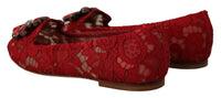 Thumbnail for Radiant Red Lace Ballet Flats with Crystal Buckle