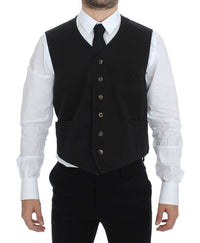 Thumbnail for Black Cotton Blend Dress Vest Gilet