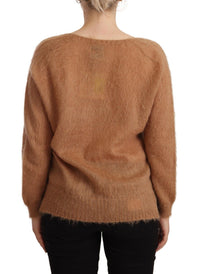 Thumbnail for Chic Brown Knit Cardigan with Front Button Closure