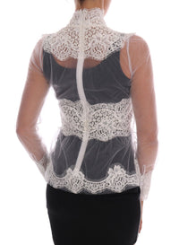 Thumbnail for Elegant White Floral Lace Blouse Top