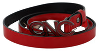 Thumbnail for Red Black Reversible Leather Logo Buckle Belt