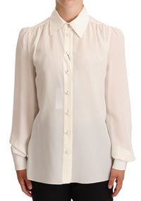 Thumbnail for Elegant Silk Top in Off White