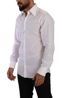 Thumbnail for Elegant White Cotton Dress Shirt - Slim Fit