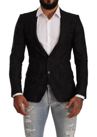 Thumbnail for Elegant Floral Martini Black Blazer