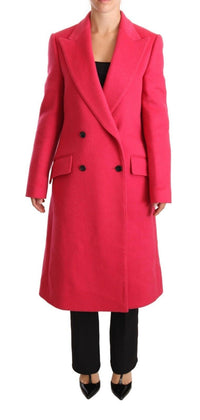 Thumbnail for Elegant Pink Wool-Cashmere Coat