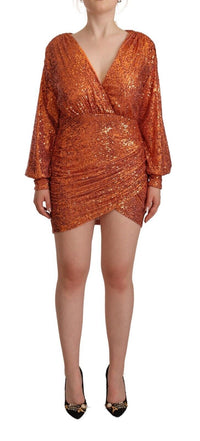 Thumbnail for Sequin Embellished Wrap Mini Dress