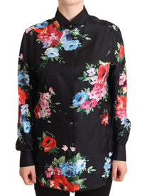 Thumbnail for Elegant Floral Silk-Cotton Polo Blouse
