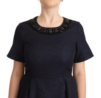 Thumbnail for Black Embellished Short Sleeves Mini A-line Dress