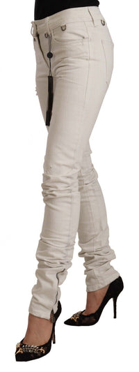 Thumbnail for Chic White Mid-Waist Slim Fit Jeans