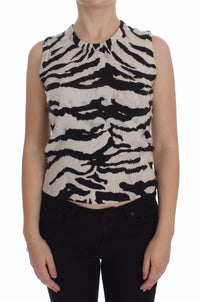 Thumbnail for Zebra Print Cashmere Sleeveless Top