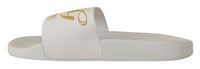 Thumbnail for Chic White Leather Slides with Gold Embroidery