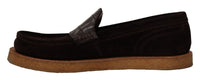 Thumbnail for Elegant Suede Crocodile Loafers in Brown