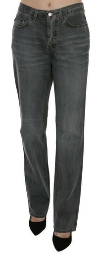 Thumbnail for Gray Washed Mid Waist Straight Denim Pants Jeans
