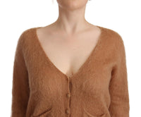 Thumbnail for Chic Brown Knit Cardigan with Front Button Closure