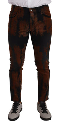 Thumbnail for Chic Black Brown Tie-Dye Slim Fit Jeans