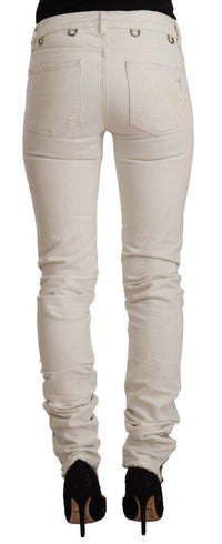 Thumbnail for Chic White Mid-Waist Slim Fit Jeans