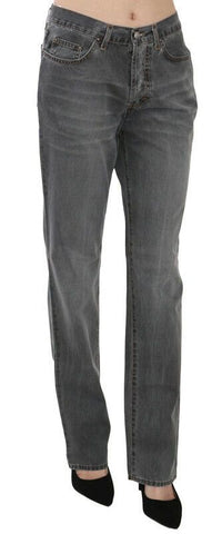 Thumbnail for Gray Washed Mid Waist Straight Denim Pants Jeans