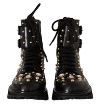 Thumbnail for Black Crystal-Studded Formal Boots