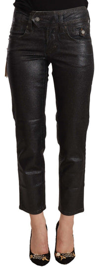 Thumbnail for Chic Black Glittered Cropped Pants