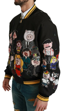Thumbnail for Black YEAR OF THE PIG Bomber Jacket