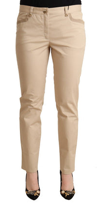 Thumbnail for Elegant Beige Cotton Stretch Skinny Pants