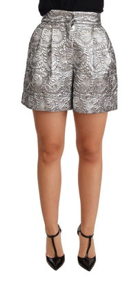 Thumbnail for Chic Floral Brocade High Waist Mini Shorts