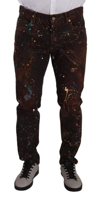 Thumbnail for Elegant Multicolored Painted Denim Jeans