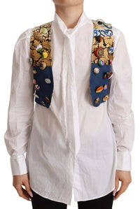 Thumbnail for Multicolor Cropped Vest Top with Button Accents