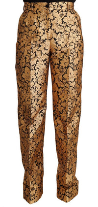 Thumbnail for Elegant Floral Jacquard High Waist Trousers