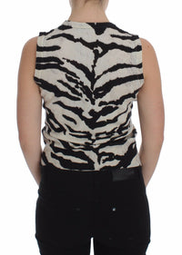 Thumbnail for Zebra Print Cashmere Sleeveless Top