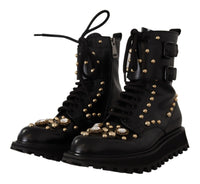 Thumbnail for Black Crystal-Studded Formal Boots