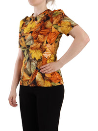 Thumbnail for Elegant Round Neck Leaf Print Blouse