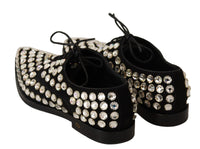 Thumbnail for Elegant Crystal-Embellished Lace-Up Flats