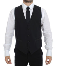 Thumbnail for Black Wool Silk Stretch Dress Vest Blazer
