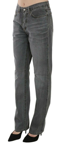 Thumbnail for Gray Washed Mid Waist Straight Denim Pants Jeans