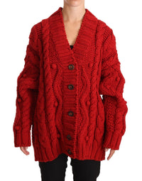 Thumbnail for Ravishing Red Virgin Wool Cardigan