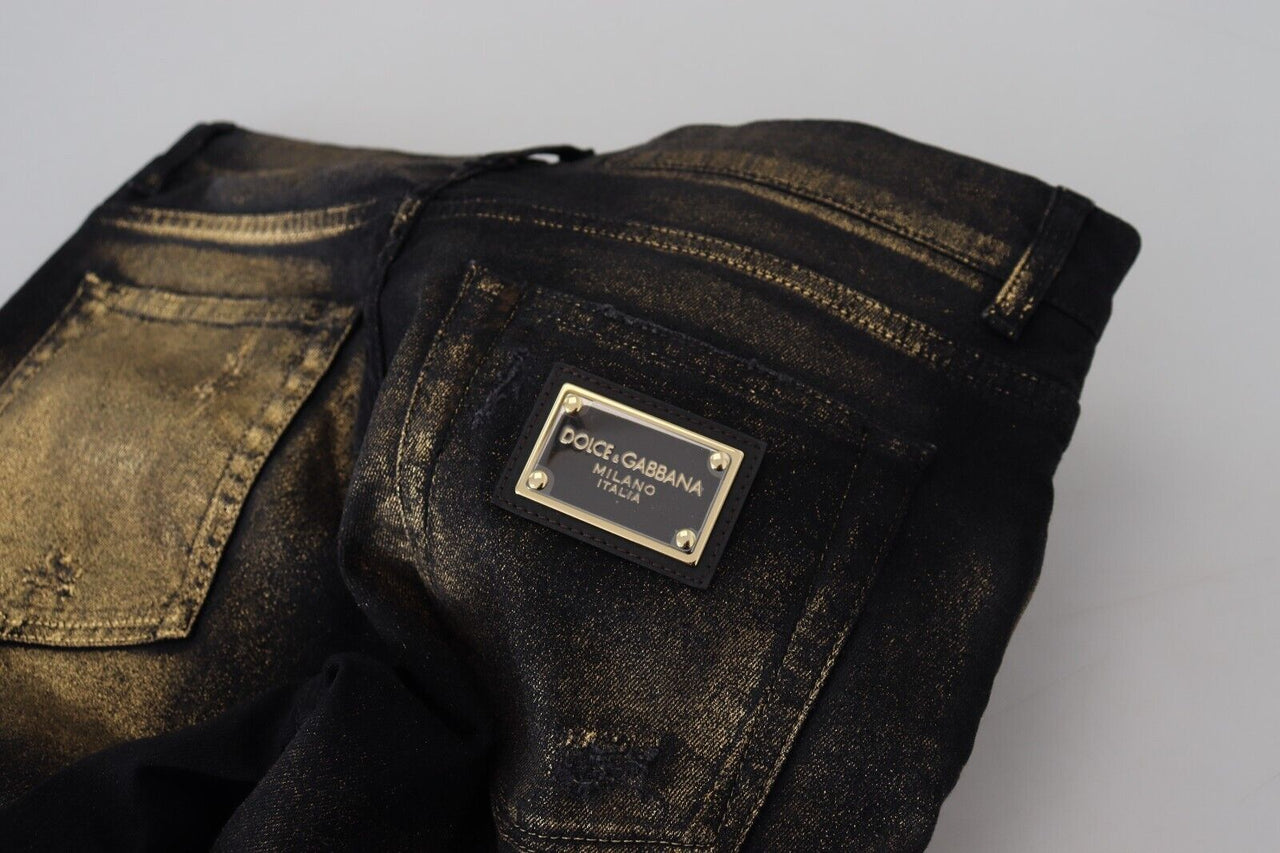 Elegant Black Gold Dust Jeans