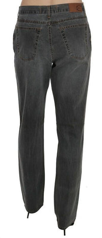 Thumbnail for Gray Washed Mid Waist Straight Denim Pants Jeans