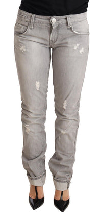 Thumbnail for Chic Slim Fit Tattered Gray Wash Jeans