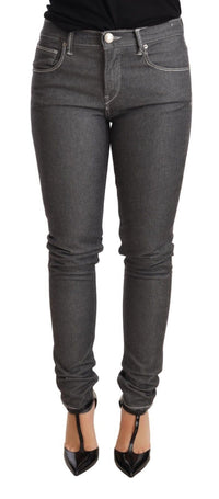 Thumbnail for Elegant Gray Mid Waist Skinny Jeans