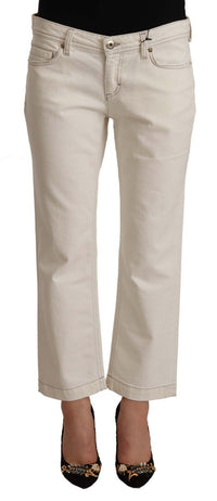 Thumbnail for Chic Off-White Cropped Jeans - Fashionista Must-Have