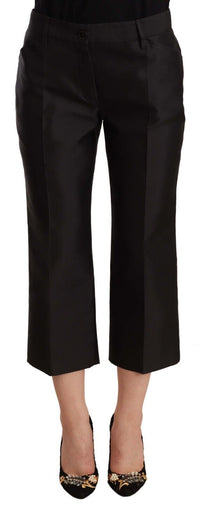 Thumbnail for Chic Silk Cropped Trousers in Timeless Black