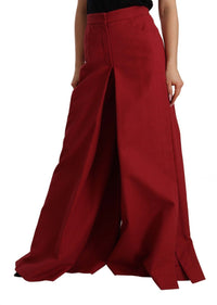 Thumbnail for Elegant High Waist Wide Leg Pants in Red