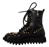 Thumbnail for Black Crystal-Studded Formal Boots